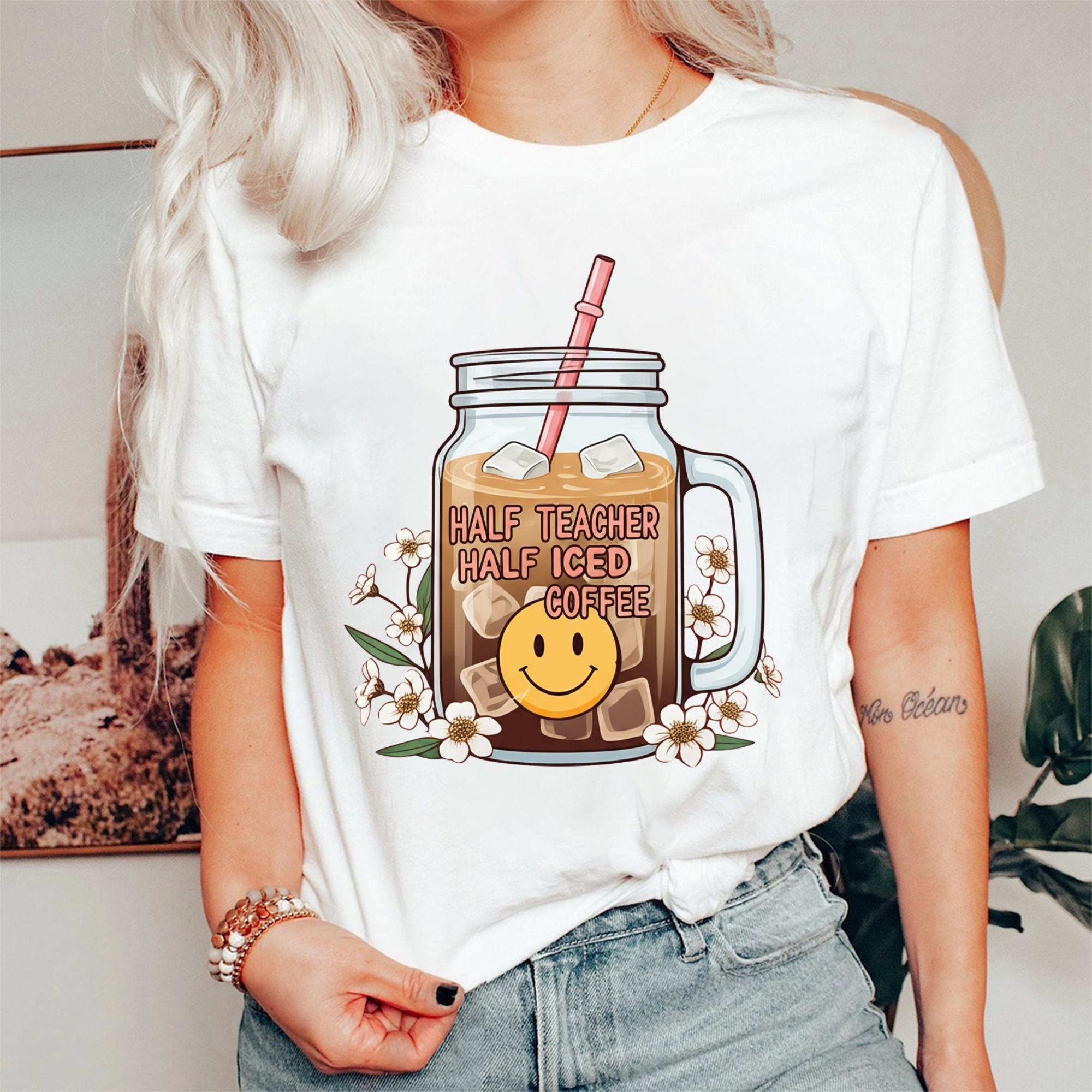 Half Teacher, Half Iced Coffee T-Shirt